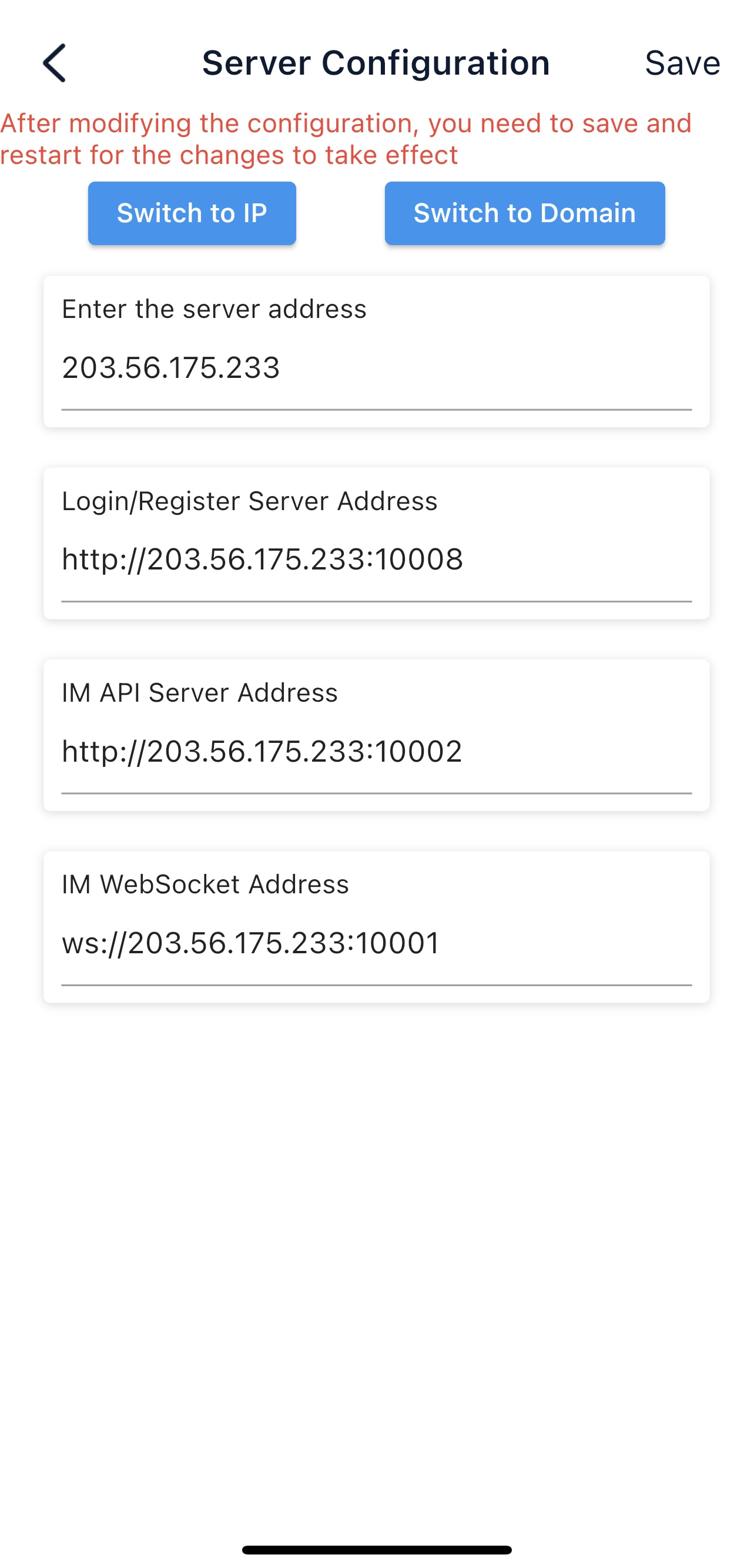 Server Address Modification - Step 2